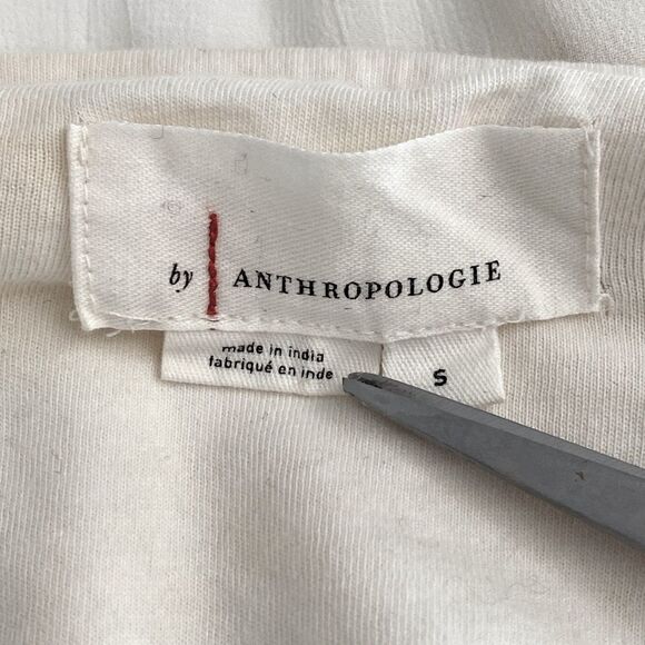 Anthropologie White Crop Sheer Blouse sz S Balloon Sleeve Romantic Feminine NWOT - Picture 8 of 13